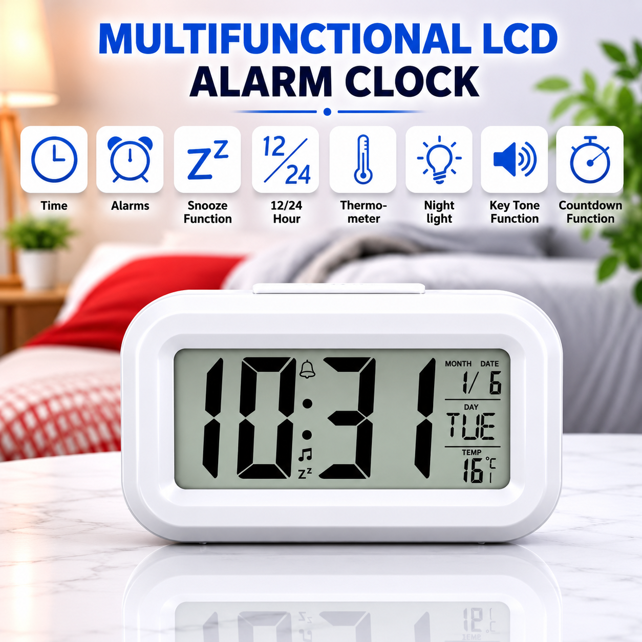 Mini Digital Clock with Temperature & Backlight